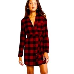 Abercrombie Red and Black Plaid Flannel Shirt Dress